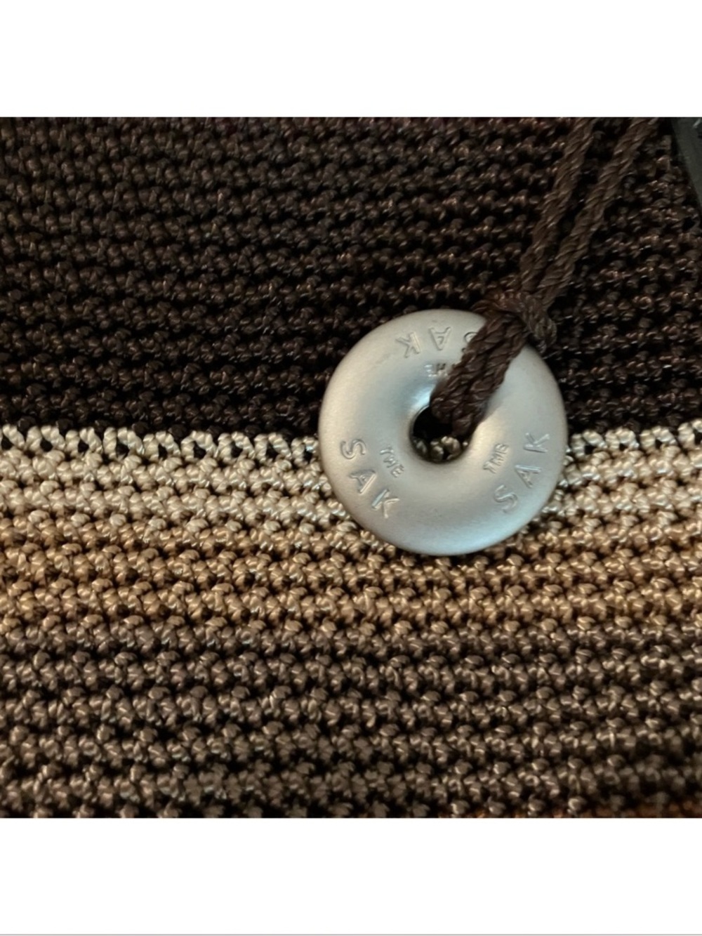 New The Sak Striped Knit Shoulder Bag in Burgundy, Brown & Cream - Picture 2 of 7
